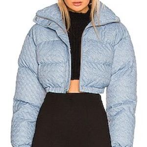 REVOLVE Lovers + Friends Cropped Denim Puffer